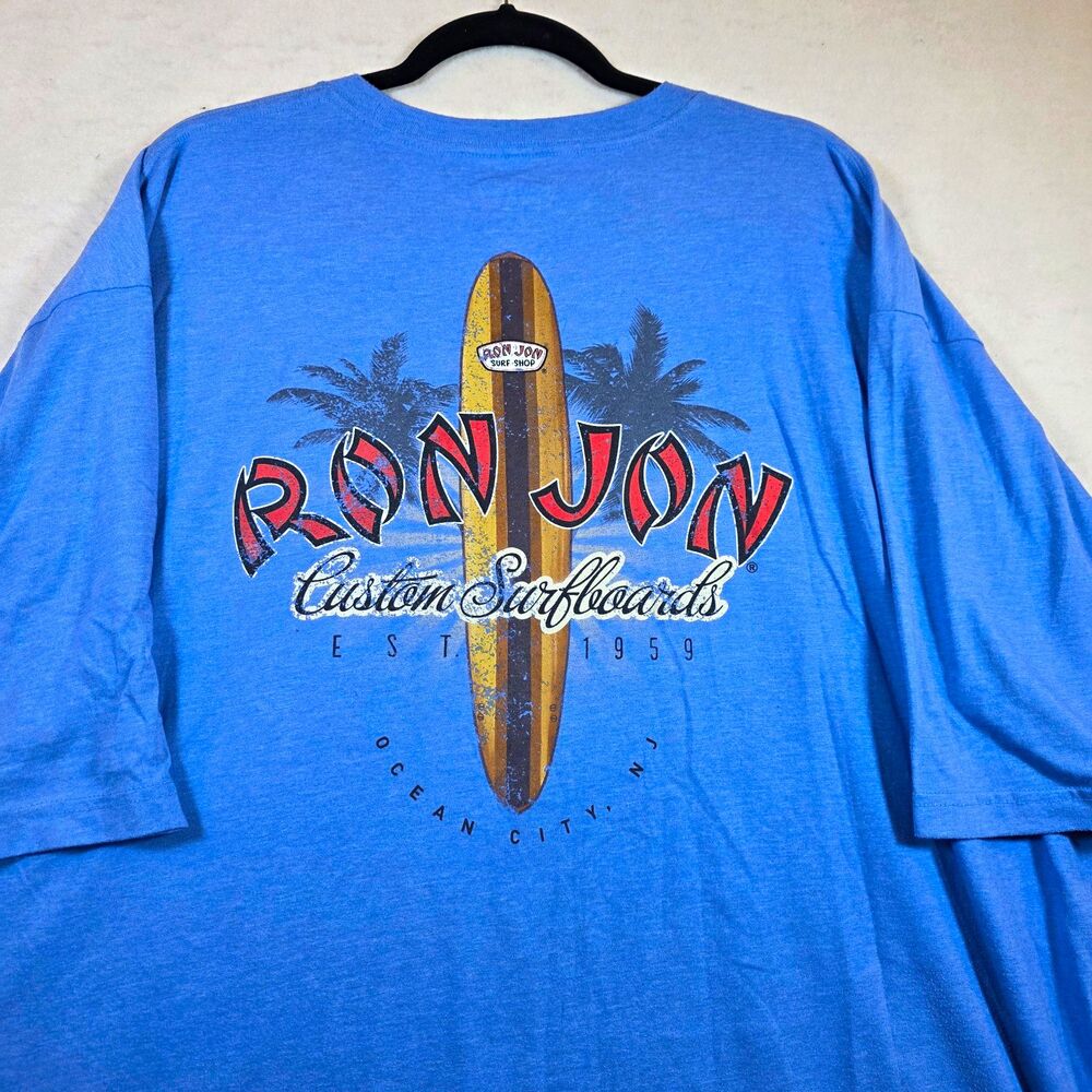 Ron Jon Surf Shop Men’s Blue Graphic Logo Crew Neck T-Shirt Big & Tall 4XL
